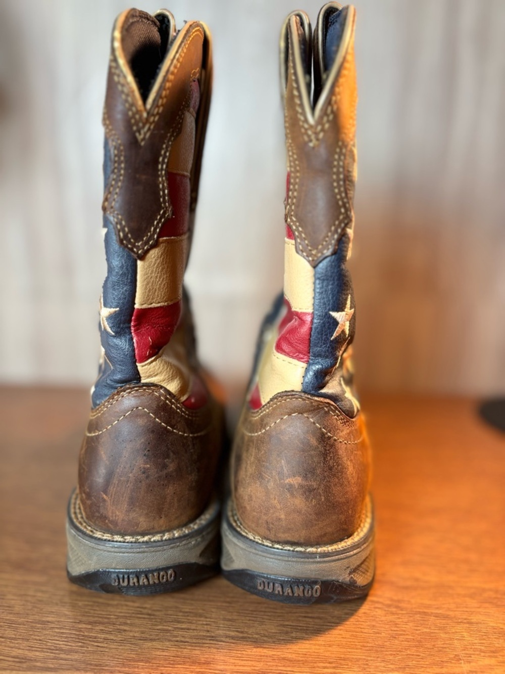 Durango Lady Rebel Brown Leather Western Boots with American Flag Shaft Women’s - Picture 11 of 15